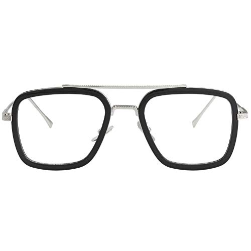 Image of Kursan Polarized Tony Stark Sunglasses for Men Women Vintage Square Metal Frame Iron Man and Spider-Man Eyeglasses