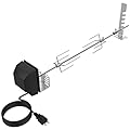 Universal BBQ Rotisserie Grill Kit for Most 2- to 6-Burner Grills, UL Certificated BBQ Rotisserie Motor Kit w/ 120V 4W Motor, 28" Spit Rod, 2 x 4 Forks, Complete Holders Replacement Parts for Grills
