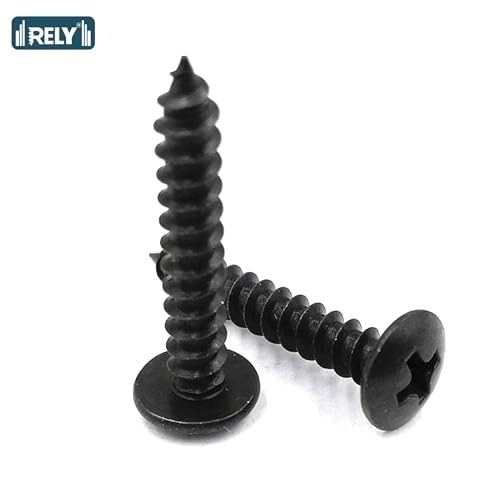Image of By inchVP INDUSTRIES inch (Pcs-50) No.8x16 mm Truss Philips Chipboard Self-Tapping Screw - Black Zinc Coated Carbon Steel, Ideal for Wood, Plywood, Particle Boards, Cabinets, Furniture & DIY Fixings