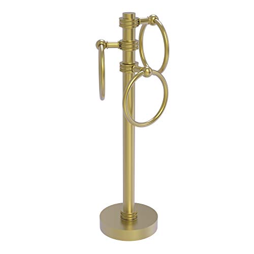 Allied Brass 983D Vanity Top 3 Ring Dotted Accents Guest Towel Holder, Satin Brass