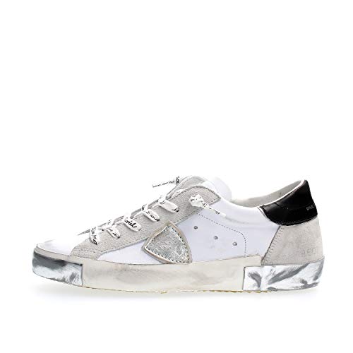 PRSX LD BIANCO ARGENTO SNEAKERS Donna PHILIPPE MODEL PARIS PRLD MA02 PARIS FOXY LAMINE-BLANC-ARGENT