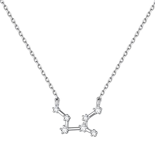 ChicSilver 925 Sterling Silver CZ Astrology 12 Constellation Horoscope Zodiac Necklace Birthday Gift,16-18 inch(with Gift Box)