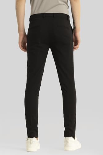Image of SNITCH Yann Black Plain Slim Fit Trousers