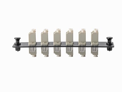 SpeedyFiberTX 6-Pack LGX Compatible Fiber Patch Panel, 12 Fibers, Loaded with Beige LC Couplers Adapters, 12-Fiber Ports with Printed Port Numbers