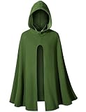 Kids Medieval Renaissance Hooded Cloak Costume Boys Girls Cape Archer Hunter Ranger Wizard Robe Cosplay Green M