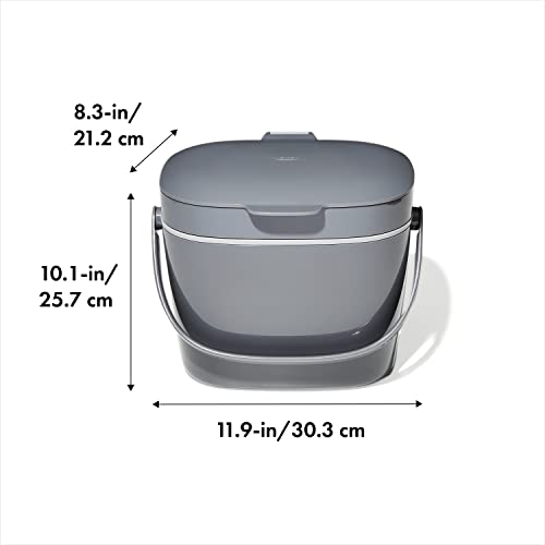 OXO Good Grips Easy-Clean Compost Bin, Charcoal , 1.75 Gal/6.62 L | Food Waste, Organic, Trash Disposal, Clean, Low-Effort, Conceals Bags, Locks in Odors, Smooth Interior, Kitchen Countertop - image 2