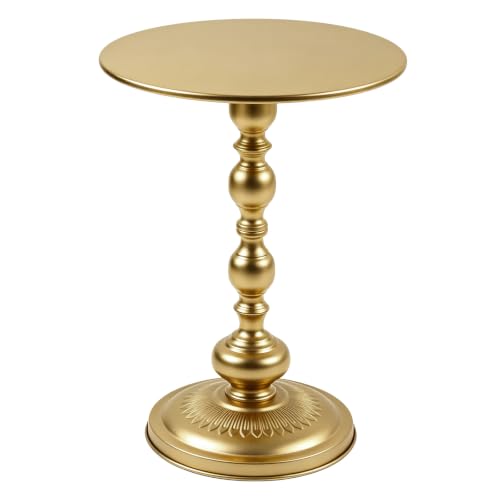 NIANDAIXIU Vintage Metal End Table, Round Side Table Nightstand for Small Spaces, Industrial Accent Table for Living Room Bedroom Sofa Patio, 15.7" Top Diameter, Easy Assembly (Gold)