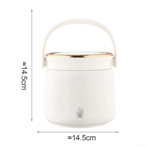 Recipiente aislado para alimentos de acero inoxidable blanco de 14,5 cm con boca ancha 3