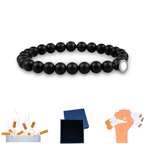 Mengji Life Glame Anti Smoking Bracelets for Women Men, Magtherapy Quitting Bracelet Stretch Adjustable Stop Smoking Cessation Effective Handmade Jewelry Gifts (1pcs-black)