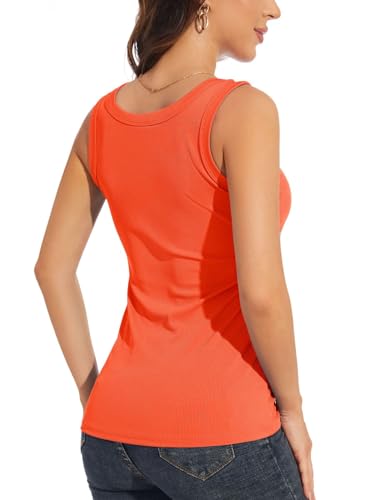 Womens Ribbed Tank Tops Plain Summer Scoop Neck Basic Slim Fitted Sleeveless Camis(S-2XL)4
