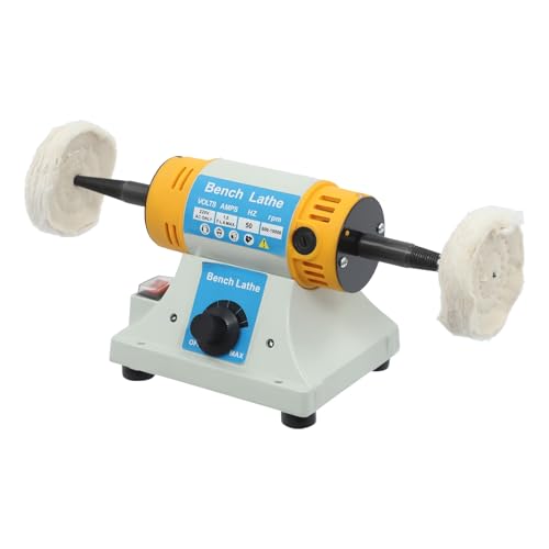 Pulidora de banco Pequeña máquina 350W 50Hz, Máquina Pulidora Lijadora de Pie 10000RPM, Pulido de Jade de Mesa, Rectificadora de joyería eléctrica con 2 rueda de tela blanca