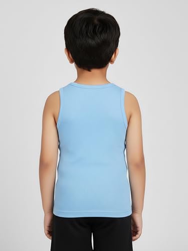 Image of KiddoPanti Boys 100% Cotton Vest Pack of 3 | Cotton 1x1 Rib Knit Sleeveless Innerwear | Soft & Breathable Kids Vest
