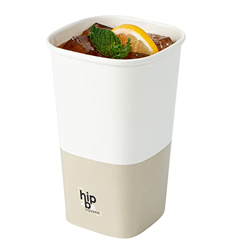 Restaurantware-Hip 2 Be Square 16 Ounce Paper Coffee Cups, Paper Leakproof Reusable Coffee Cups - Lids Sold Separately, Double PE Lining, White and Taupe oz Disposable Cup, Hot & Cold Friendly