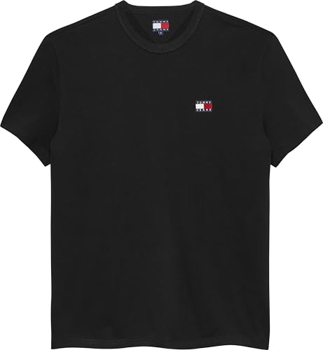 Tommy Jeans Men's TJM Reg Badge Tee Ext DM0DM20322 S/S T-Shirt, Black (Black), L