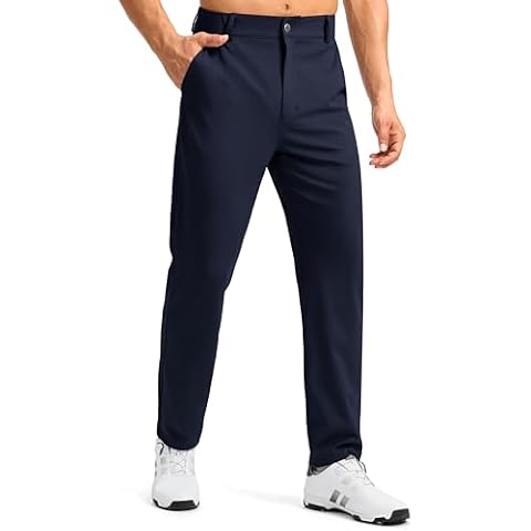 Soothfeel Men's Golf Pants with 5 Pockets Slim Fit Stretch Sweatpants Casual Travel Dress Work Pants for Men (Navy, L) Cover