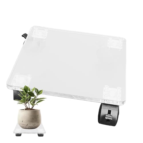 Plant Caddy - Rolling Plant Stand | Tree Plant Stand with Wheels | Garden Pot Mover Flower Stand for Flower Pots Clear Acrylic Square Wheeled Plant Stand