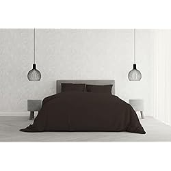 Funda Nordica Marron Chocolate Italian Bed Linen Juego de Funda nòrdica “Elegant”, Marrón, Doble