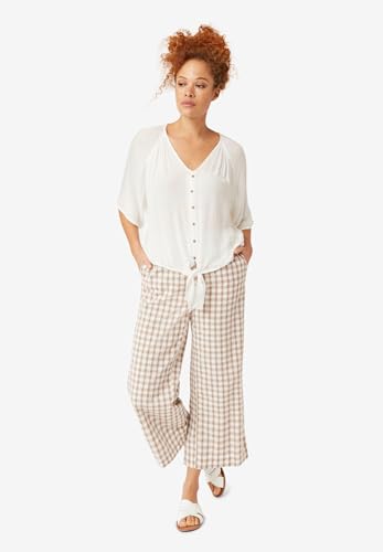 ellos Plus Size Gingham Crop Pants3