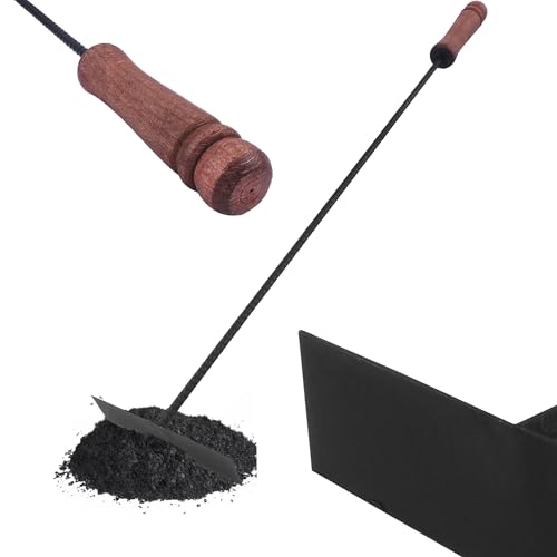 BAUSTER® Ascheschaber mit Holzgriff 57 cm Schüreisen Schürhaken Glutkratzer Kaminzubehör Kaminbesteck Stocheisen Aschenkratzer Robust Wesentlich Abstreifer