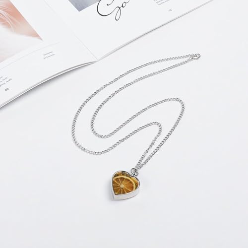 Collier funéraire avec pendentif en forme de cœur et images colorées pour cendres d'animaux
