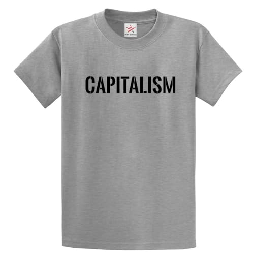 Capitalism Pro Capitalist Graphic Print Politics Unisex Adult Crew Neck T-Shirt(L, Grey)