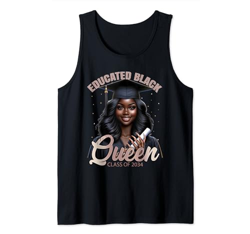 Black Girl Graduation Pink HBCU Senior Melanin Class of 2034 Tank Top