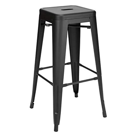 Taburete Alto Vaukura Oliix Industrial Metálico Mate Negro Cover