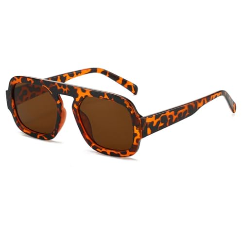 Lunettes de soleil rétro pour femme monture léopard marron effet bonbon