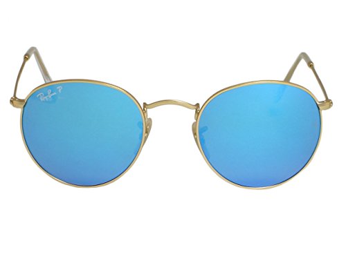 Ray Ban RB3447 Round Metal 112/4L Matte Gold Polarized Sunglasses 50mm2