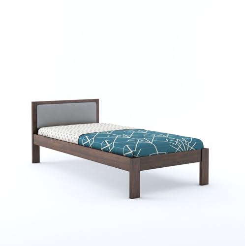 Image of BM WOOD FURNITURE Wooden Single Bed Without Storage | Single Cot Wooden Palang | Space Saving Single Size Bed for Bedroom | Solid Sheesham Wood | Walnut Finish