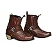 Men'S Buckle Style Denim Belt Boots Suit Style Denim Boots Pointed Metal Design Classical Embroidery - Zipper Style Wearing Method Ankle Boots Men'S Fashionable Block Heeled Boots (brown,8.5)