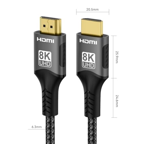 Image of Tobo 8K Hdmi 2.1 Cable 48Gbps Braided 4K 120Hz Hdr For Tv Ps5 Xbox Laptop