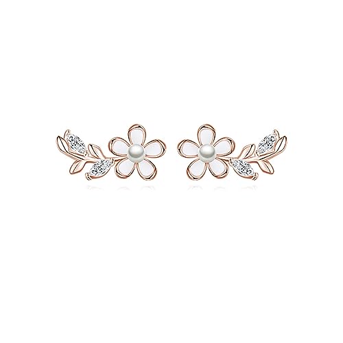 Boucles d'oreilles perles et feuille argent 925 pour un style chic quotidien