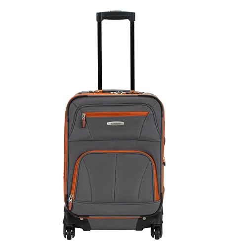 Rockland Pasadena Softside Spinner Wheel Luggage, Charcoal, Carry-On 20-Inch, F2281-CHARCOAL