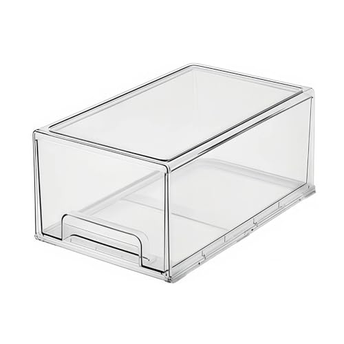 Epzia 1 PIEZA organizador grande para frigorífico, transparente, apilable, extraíble para cajones, frigoríficos, congeladores y despensas (transparente)