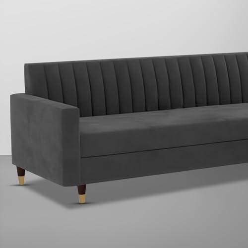 Image of Casaliving Garcia 3 Seater Sofa Set for Living Room (Black Colour) Premium Fabric Sofa
