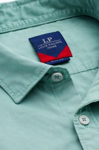 Image of Louis Philippe Men's Cotton Slim Fit Over Dyed Color Depth Comfortable and Durable Soft Handfeel Full Sleeve Solid Casual Shirt