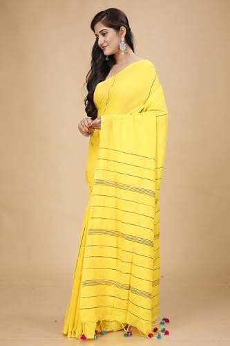 Image of Women's Traditional Bengal Handloom Soft Cotton Khesh Saree