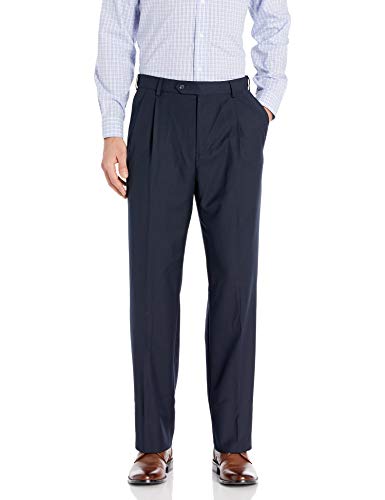Palm Beach Men's Expander Pleat Dress Pant, Navy, 28W Regular
