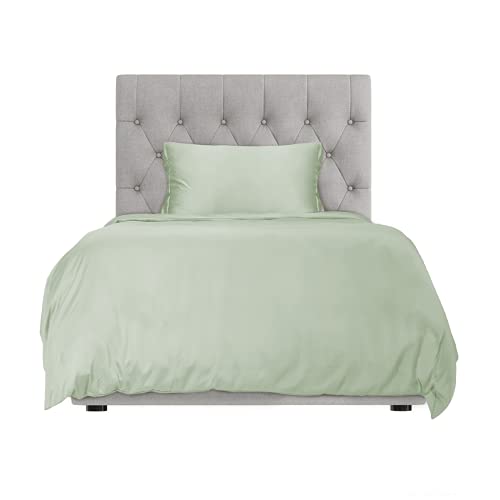 Hotel Sheets Direct 100% Bamboo Duvet Cover 2 Piece Set - Better Than Silk - 1 Duvet Cover, 1 Pillow Sham with Corner Ties and Zipper Closure (Twin-XL, Light Green)