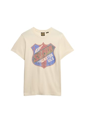 Superdry, T.Shirt Gasoline Graphic Relaxed tee, M1012136A, Rice White, XL, Hombre