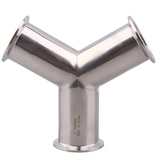 DERNORD Tri Clamp Wye Clamp End True Y Type Cross Tee Tube Stainless Steel 304 Three Way Elbow 2 Inch Pipe OD