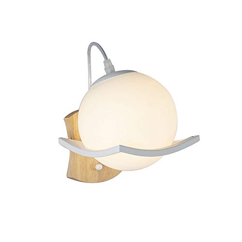 Aplique de Pared Lámpara de Pared nórdica, Apliques industriales con Pantallas de Vidrio Retro, Aplique de Madera Vintage, lámpara de Noche para Dormitorio para Sala de Estar, dormitorios, decoración