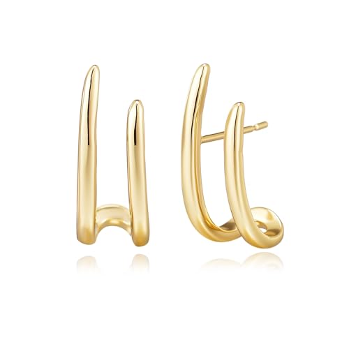 Unusual Gold Stud Earrings for Women Minimalist Curved Bar Studs Earrings Trendy Ear Jewelry