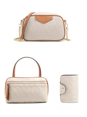 Image of Women Combo Handbag Embossed Pattern 4 in 1 Set Tote, Cross body, Pouch, Card Holder