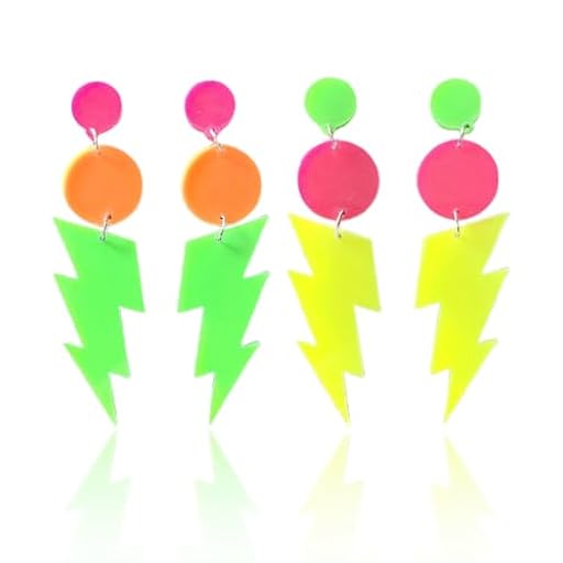 MOLZINY 2 Pares Pendientes Pendientes de Neón Mujer Brillantes con Efecto Neón Colgantes de Forma de Rayo para Fiesta de 80s o Disfraces Retro | Ya disponible en tu tienda friki favorita! En mundofriki.es! MOLZINY 2 Pares Pendientes Pendientes de Neón Mujer Brillantes con Efecto Neón Colgantes de Forma de Rayo para Fiesta de 80s o Disfraces Retro | Ya disponible en tu tienda friki favorita! En mundofriki.es!