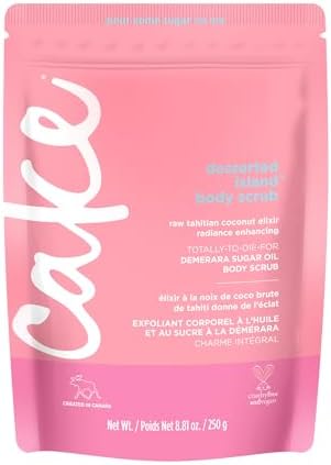 Cake Beauty Desserted Island Vegan Body Sugar Scrub – Shea Butter, Demerara Sugar & Coconut Oil – Gentle Exfoliating Hand, Leg, Foot & Body Sugar Soap Scrub & Moisturizing Shower Wash for Women, 250 g (Pack of 1)