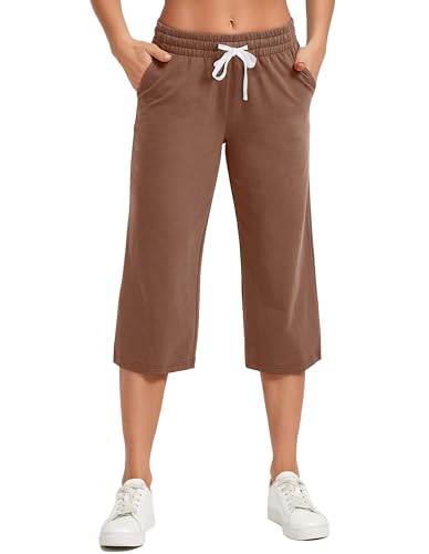 Image of SPECIALMAGIC Women Capri Pants Cotton Yoga Wide Leg Pajama Pants Capris Sweatpants Sports