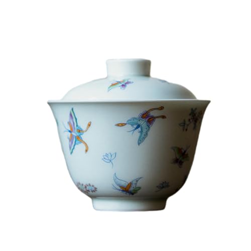 PFXNGMS Set da tè retrò, Butterfly Love Flower Er CAI GAI WAN, Set da tè Kung Fu per la casa in Stile Cinese - Antico