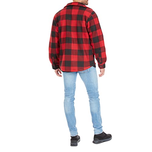 Image of Smith's Workwear Men's Sherpa-lined Plaid Fleece Shirt Jacket